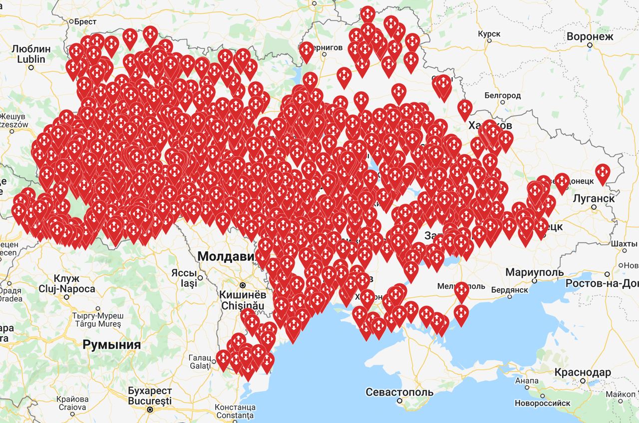 Карта новой почты по Украине